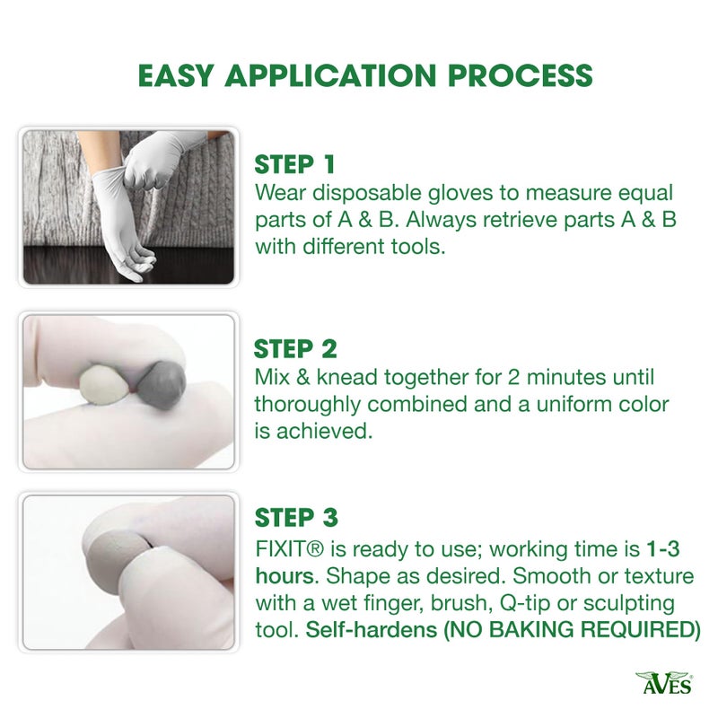Aves Fixit Sculpt - 2 Part Air Hardening Epoxy Modeling & Repair Compound (A & B) - 3 lbs, Durable Self Dry Clay for Sculpting, Repairs, Waterproof, Adhesive & Easy to Use - Canvas (Sand Like Color) - Image 3